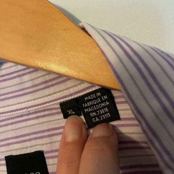 COPY Hugo Boss Men’s Striped White and Purple Button Up Shirt XL - Picture 3 of 11